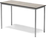 Stoły i stoliki do biura - AJ Produkty Stół Sonitus, 1400x600x900 mm, rama srebrna, dźwiękochłonne linoleum, szary - miniaturka - grafika 1