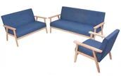 Komplety wypoczynkowe - Niebieski tapicerowany zestaw wypoczynkowy vintage D1-A46 - miniaturka - grafika 1