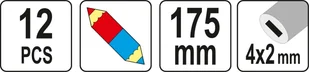 Yato OŁÓWKI TECHNICZNE CZERWONO NIEBIESKIE OPK 12 SZT YT-69940 - Poziomice, łaty, miary - miniaturka - grafika 3
