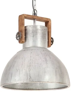 VidaXL Industrialna lampa wisząca, 25 W, srebrna, okrągła, 40 cm, E27 320529 - Lampy sufitowe - miniaturka - grafika 3