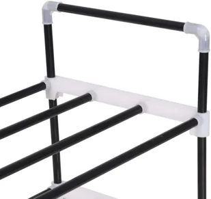 vidaXL Stojak na buty z 7 półkami, metal i plastik, czarny - Szafki na buty - miniaturka - grafika 5