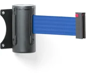 Wyposażenie miejsc publicznych - AJ Produkty Uchwyt z taśmą, montaż do ściany, 2300 mm, czarny, taśma niebieska - miniaturka - grafika 1