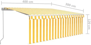 VidaXL Lumarko Ręcznie zwijana markiza z zasłoną, 4x3 m, żółto-biała  3069298 VidaXL - Markizy - miniaturka - grafika 9