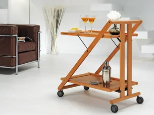 Foppapedretti Sprint Drewniany składany stolik na kółkach Ciemny brąz Foppapedretti - Stoliki dla dzieci - miniaturka - grafika 4