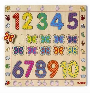 Djeco Drewniane cyfry i motyle na planszy - Puzzle - miniaturka - grafika 2