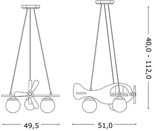 IDEAL LUX Lampa Wisząca Avion-1 Sp3 Azzurro 136325 Wys. 40,0 - 112,0 - Lampy sufitowe - miniaturka - grafika 2