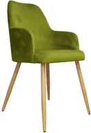 Krzesła - Atos Krzesło WEZERA BL VELVET oliwkowe/dąb w stylu glamour WESTA-DAB-BL75 - miniaturka - grafika 1