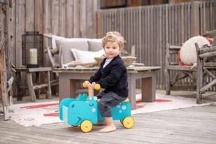 Janod drewniany jeździk ze skrzynią Hipopotam - Jeździki dla dzieci - miniaturka - grafika 12