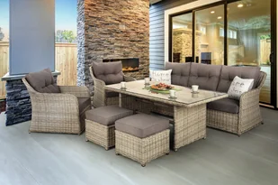 HOME &amp; GARDEN Meble ogrodowe technorattanowe Bergamo Brown Mat / Brown Melange 846123 - Meble ogrodowe - miniaturka - grafika 3