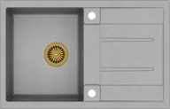Zlewozmywaki - QUADRON MORGAN 111 szary metalik + odpływ złoty PVD (HB8203U5-G1) HB8203U5-G1 - miniaturka - grafika 1
