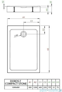 Radaway Doros F Compact Stone brodzik 120x80 antracyt SDRFP1280-05-64S | - Brodziki prysznicowe - miniaturka - grafika 2