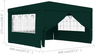 vidaXL Namiot imprezowy ze ściankami, 4x4 m, zielony, 90 g/m - Pawilony ogrodowe - miniaturka - grafika 10