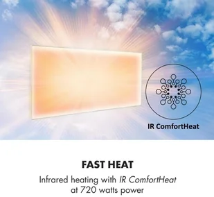 Klarstein Klarstein Wonderwall Air 72, infraczerwony grzejnik, 120 x 60 cm, 720 W, naścienny montaż, pilot sterowania, biały ACO10-WonderW.72 - Ogrzewanie przenośne - miniaturka - grafika 3