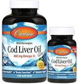 Witaminy i minerały dla sportowców - Carlson Labs Sklep CARLSON LABS WILD NORWEGIAN COD LIVER OIL 460MG - 150+ 30 KAPSUŁEK - miniaturka - grafika 1