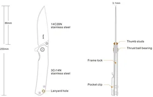 Ruike Nóż składany P801-SB 340-038 - Noże - miniaturka - grafika 3