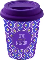 Kubki - Nuova Cer Easy life r2s PORCELANOWY KUBEK PODRÓŻNY - Live every moment - Z POKRYWKĄ 220 ml 130 TM03 - miniaturka - grafika 1