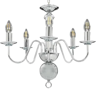 vidaXL Żyrandol, srebrny, 5 żarówek E14 - Lampy sufitowe - miniaturka - grafika 6