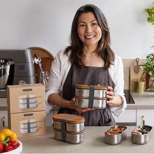 Black+Blum Stalowy pojemnik na żywność Bento Box almond / grey BAM-BT-L016 - Lunch boxy - miniaturka - grafika 8