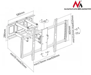 Maclean Uchwyt MC-679 Obrotowy ścienny Uchylny 100 Max 80kg - Uchwyty do telewizora - miniaturka - grafika 3