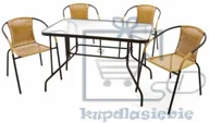 Meble ogrodowe - Garthen 5-częściowy zestaw mebli ogrodowych,4 krzesła polirattan - stół szklany - miniaturka - grafika 1
