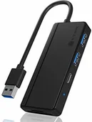 Huby USB - Icy Box Koncentrator USB 3.0 z czytnikiem kart (SD, microSD) i 3 portami USB 3.0 (1 USB-C, 2 USB-A), wbudowanym kablem, czarny 60795 - miniaturka - grafika 1