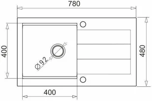 Pyramis Zlew SPARTA PLUS LUX 78X48) 1B 1D volcano 70167101) - Zlewozmywaki - miniaturka - grafika 2
