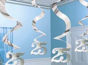 Wesele i ślub - AMSCAN Dekoracja wisząca Srebrne Gody - 61 cm - 5 szt. 679090 - miniaturka - grafika 1