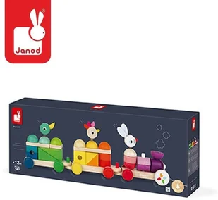 Janod Pociąg z klockami i zwierzątkami do ciągnięcia J08202 - Pociągi dla dzieci - miniaturka - grafika 4