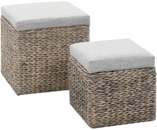 vidaXL Zestaw 2 pufów wyplecionych z trawy morskiej, szary - Pufy i podnóżki - miniaturka - grafika 2