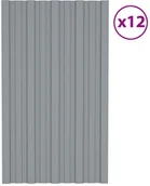 Pokrycia dachowe - shumee Panele dachowe 12 szt. stal galwanizowana srebrne 80x45 cm - miniaturka - grafika 1