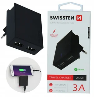 Swissten Karta sieciowa Smart IC CE 2x USB 3 A power czarny 22031000 # Wpisz kod MDC5PL22 i uzyskaj dodatkowe 25 % rabatu na ten produkt promocja do 17.05.2020 - Ładowarki do telefonów - miniaturka - grafika 2