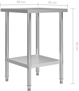 VidaXL Kuchenny stół roboczy, 60x60x85 cm, stal nierdzewna 51184 VidaXL - Stoły gastronomiczne - miniaturka - grafika 7