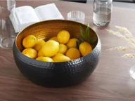 Miski i półmiski - Beliani Misa dekoracyjna czarno-złota BANHA - miniaturka - grafika 1