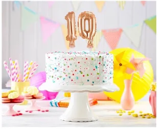 GO Balon foliowy do patyka cyfra 0 złoty róż - 13 cm - 1 szt. BC-5RZ0 - Balony i akcesoria - miniaturka - grafika 2