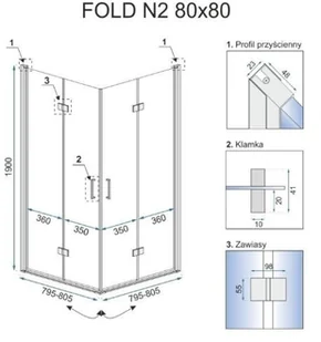 KABINA REA SKLADANA FOLD N2 PRYSZNICOWA REA-K9990 - Kabiny prysznicowe - miniaturka - grafika 5
