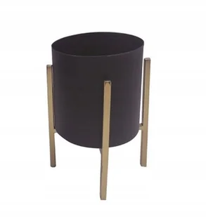 TAJEMNICZY OGRÓD Osłonka na metalowym stojaku śr. 12 cm czarno-złota MODERN - Donice - miniaturka - grafika 2