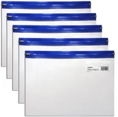 Koszulki na dokumenty - Snopake Zippa Bag "S" worek Zipper A4 370 X 260 MM 5 sztuki przezroczysty/niebieski 12804 - miniaturka - grafika 1