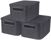 Pudła i pojemniki do przechowywania - Curver Pudełka Style z pokrywami, 3 szt., 6 L (rozmiar S), antracytowe Keter Benelux - miniaturka - grafika 1