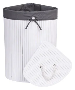 Lumarko Lumarko Kosz narożny na pranie bambusowy 60L biało-szary 5902340318324  Goc - Kosze na bieliznę - miniaturka - grafika 3