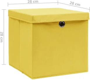 vidaXL vidaXL Pudełka z pokrywami, 4 szt., 28x28x28 cm, żółte - Pudła i pojemniki do przechowywania - miniaturka - grafika 4