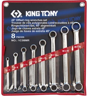 KING TONY Zestaw kluczy oczkowych prostych 1C08MR 6-22 mm - Zestawy narzędziowe - miniaturka - grafika 3