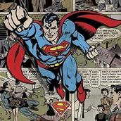 Wyposażenie pokoiku dziecięcego - Superman nadruki na płótnie 40 x 40 cm, wielokolorowa  Burst WDC95608 - miniaturka - grafika 1