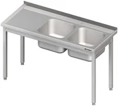 Stoły gastronomiczne - Stalgast Stół ze zlewem 2-kom.(p),bez półki 1300x700x850 mm skręcany 980777130 - miniaturka - grafika 1