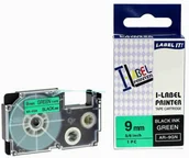 Papier do drukarek - Casio Taśma zamiennik XR-9GN1, 9mm x 8m czarny druk / zielony podkład - miniaturka - grafika 1