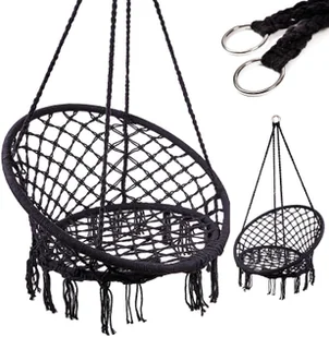 Huśtawka fotel bocianie gniazdo z oparciem czarna - Huśtawki - miniaturka - grafika 2