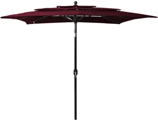 vidaXL 3-poziomowy parasol na aluminiowym słupku, bordowy, 2,5x2,5 m 313840 - Parasole ogrodowe - miniaturka - grafika 2