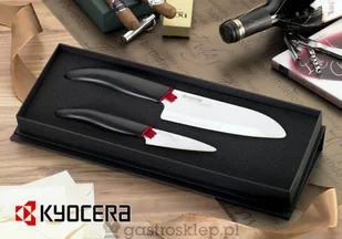 Kyocera Zestaw noży ceramicznych Santoku 14 cm i nóż do obierania 7,5 cm, czarna rączka - Noże kuchenne - miniaturka - grafika 2
