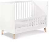 Łóżeczka i kojce - Klupś Łóżeczko NOAH biały-dąb z barierką 120x60 - miniaturka - grafika 1