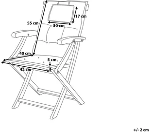 Beliani Zestaw 2 krzeseł ogrodowych drewniany z grafitowymi poduszkami MAUI - Fotele i krzesła ogrodowe - miniaturka - grafika 3