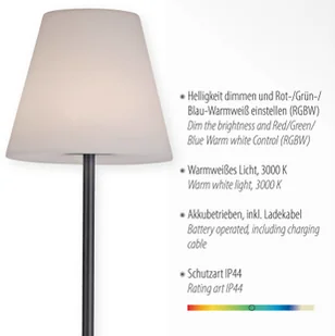 Leuchten Direkt Lampa stojąca zewnętrzna LED Holly akumulator RGBW - Lampy ogrodowe - miniaturka - grafika 5